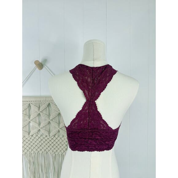 Intimately Free People Galloon Lace Racerback Bralette Womens Small Grape Purple - Picture 6 of 10